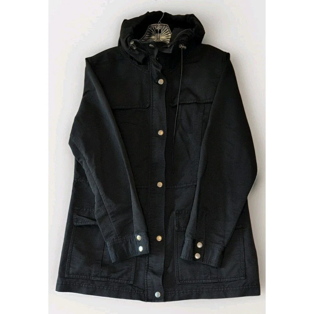 J.Crew Jacket Mens Medium Black Hooded Military Utility Field Cotton